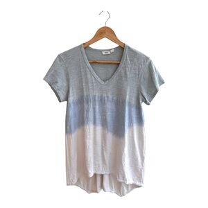 Wilt Light Blue Ombre Dip Dye Asymetric Hem V Neck Short Sleeve Womens Size XS